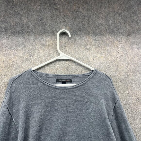 John Varvatos USA Sweater Mens Large Gray Cotton Linen Crewneck Knit Pullover - Picture 9 of 11